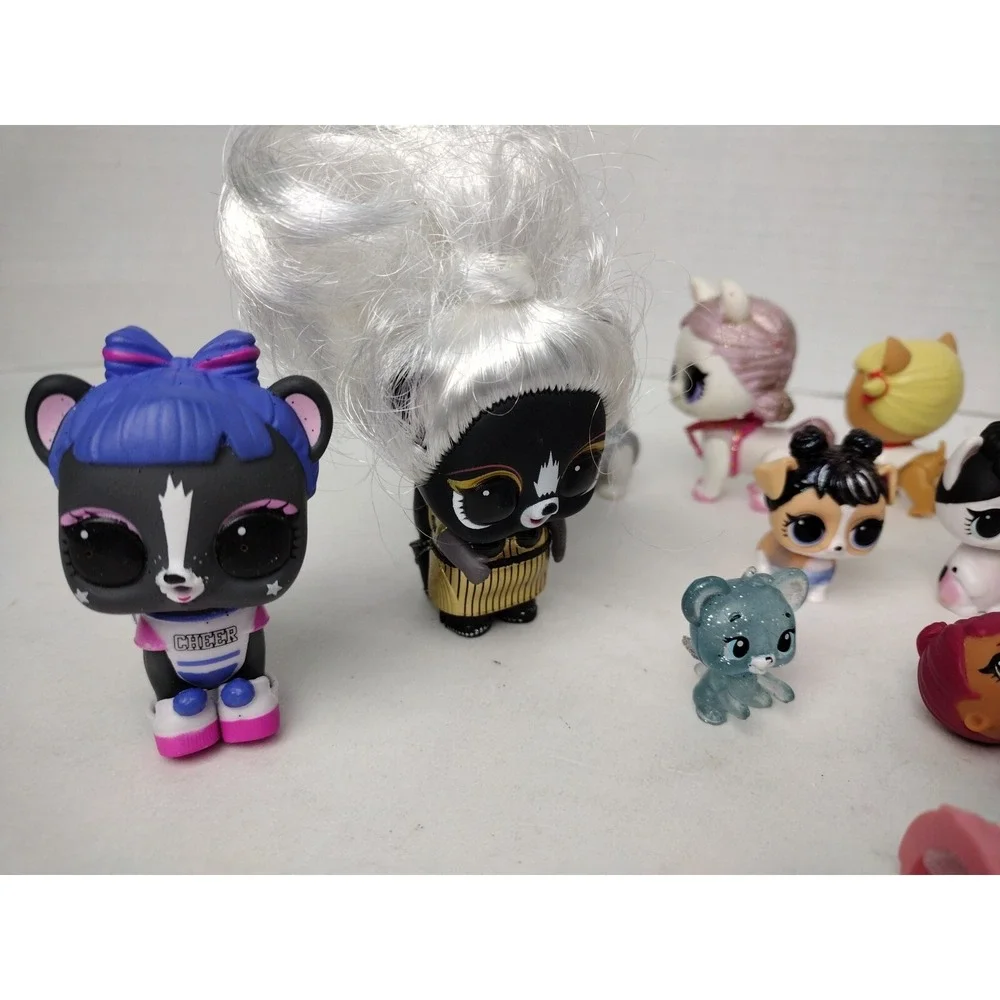 Lot Of 9 Lol Surprise Pets And Tot Dolls Skunk Jive Stardust Ra Ra Accessories